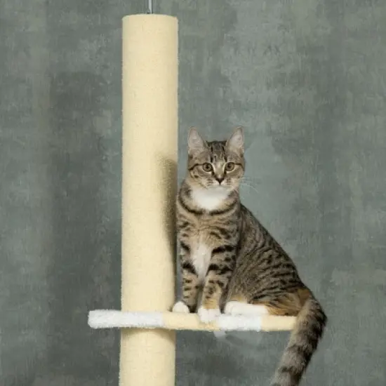 Multipet 4-Tier Tall Cat Tower, Floor to Ceiling Cat Tree, Height Adjustable 87 - 103 Inch with Plush Platforms, Sisal Scratching Posts, Toy Ball image {2}