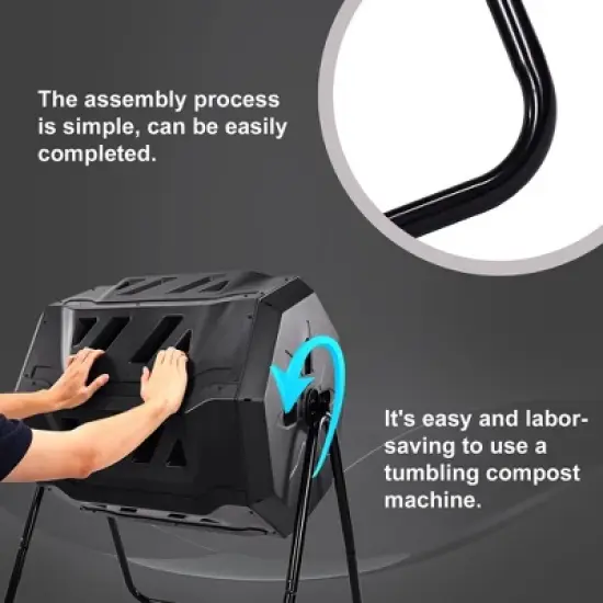 Swtroom Outdoor Plastic Dual Chamber 360 ⁰ Tumbling Composter Bin for Garden Kitchen Yard 35 Gallon image {2}