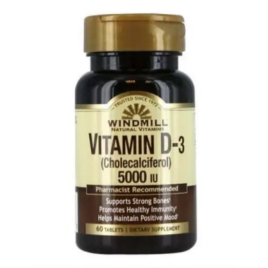 Windmill Natural Vitamin D3 (Cholecalciferol) 5000 IU (125mcg) 60 Tablets image {4}