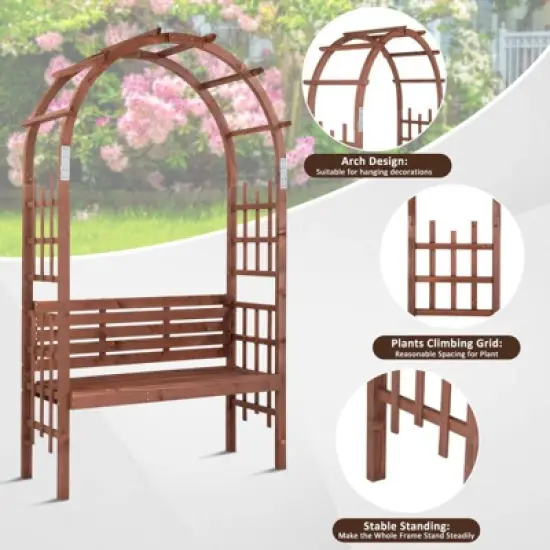 Karl Home 47.6'' W x 18.5'' D Outdoor Solid Wood Arbor with Bench image {3}