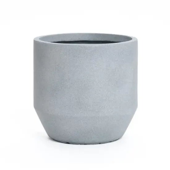 LuxenHome Minimalist Gray Outdoor Planter &ndash; Tapered Round MgO Pot with Plug image {8}