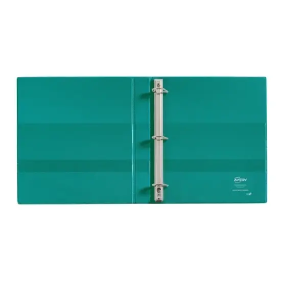 Avery 1" Clear Cover Heavy Duty Green Ring Binder: 1" D-Ring, 250 Sheet Capacity, 4 Internal Pockets, Turquoise Blue image {1}