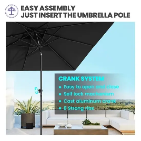 Crestlive Products 9 x 5 FT Double Top Patio Outdoor Umbrella Rectangular Tilting Parasol Waterproof image {5}