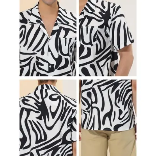 Lars Amadeus Men's Animal Print Shirt Short Sleeves Button Up Casual Print Shirts image {5}