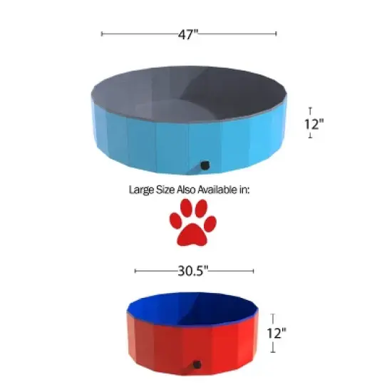 Pet Adobe Foldable Pool for Dogs and Kids, Blue image {4}