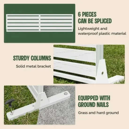 SEVOBAL 8pc Patio Screen Patio Privacy Porch Screen Patio Screens Paged Patio Decorative Screens Patio Screen Decor Outdoor, White, 363.76"*15.75"*72" image {4}