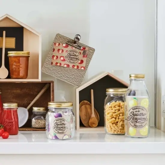 Bormioli Rocco Quattro Stagioni Bottles - 33.75 Oz Glass Jars with Airtight Twist Lids for Pantry Storage - Made in Italy (Set of 2) image {7}