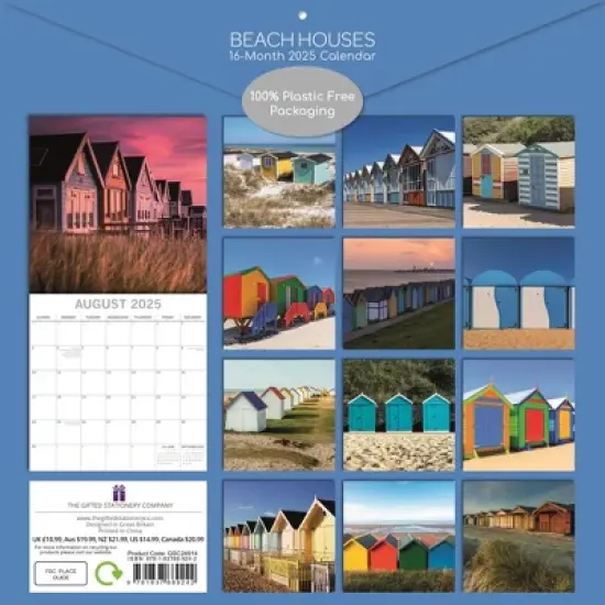 The Gifted Stationery 2025 Square Wall Calendar, Beach Houses, 16-Month Lifestyles Theme with Stickers (12 x 12 In) image {3}