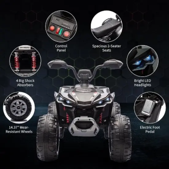 2-Seater Kids ATV Ride-On, 24V Electric Quad 4 Wheeler with 800W Motors, 7Ah Battery, Bluetooth image {1}