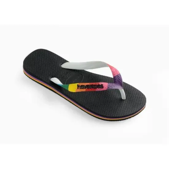 Havaianas - Men's Top Pride Strap Flip Flop Sandals - Black with Rainbow Strap image {2}