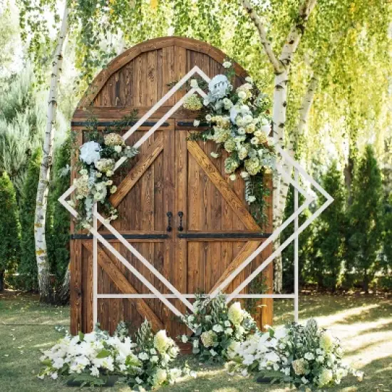 Artloge Double-Diamond Shaped Wedding Arch Backdrop Geometric Metal Frame Backdrop Stand Balloon Flower Holder for Garden Party Event Decor image {11}