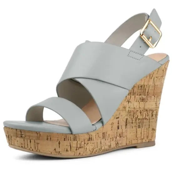 Allegra K Women's Wood Wedges Platform Wedge Sandals image {12}