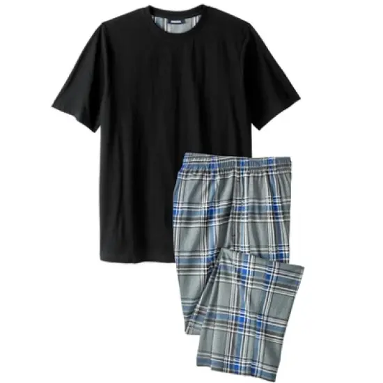 KingSize Men's Big & Tall Jersey Knit Plaid Pajama Set image {11}