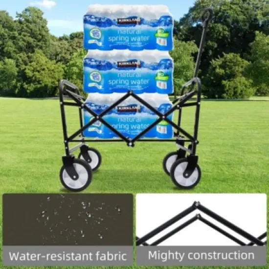 FURNIinspire Outdoor Serving Carts Fish 250L Collapsible Wagon Beach Wagon with Big Wheels for Camping, Sports, Green, 25.98"*17.32"*37.4" image {3}