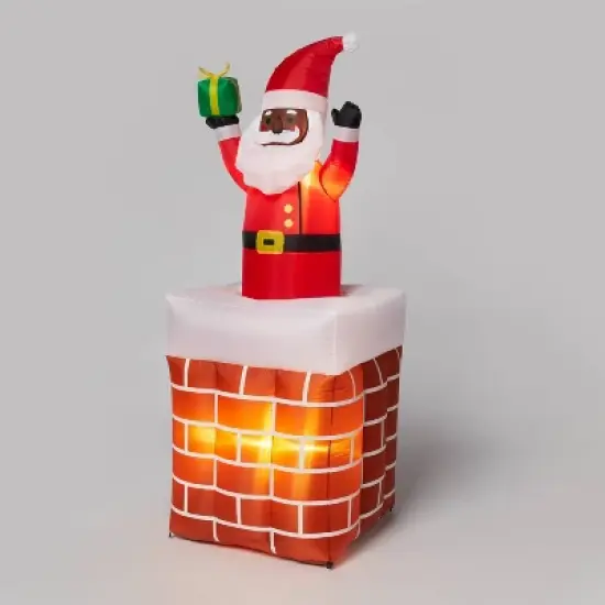 6' LED Animated Santa in Chimney Christmas Inflatable Decoration Red - Wondershop&trade;: Festive Outdoor Display with Lights image {2}