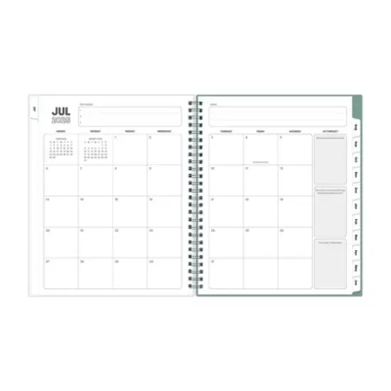 Blue Sky 7"x9" 2025-2026 Weekly/Monthly Wirebound Planner Clear Cover Mushroom Green image {5}