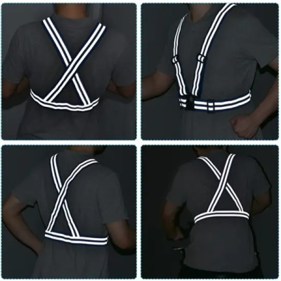 Unique Bargains Reflective Vest Adjustable High Visibility Safety Vest for Cycling Running Walking 2Pcs image {2}