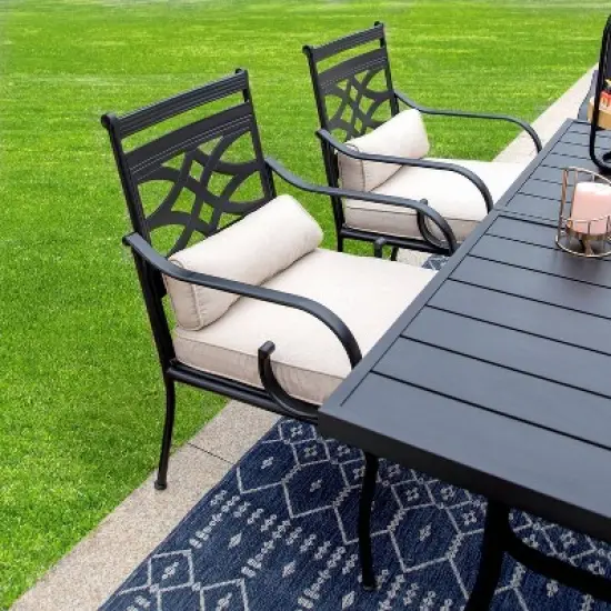 5pc Outdoor Dining Set with Chairs, Cushions & Metal Round Table - Captiva Designs: Weather-Resistant Patio Set image {8}