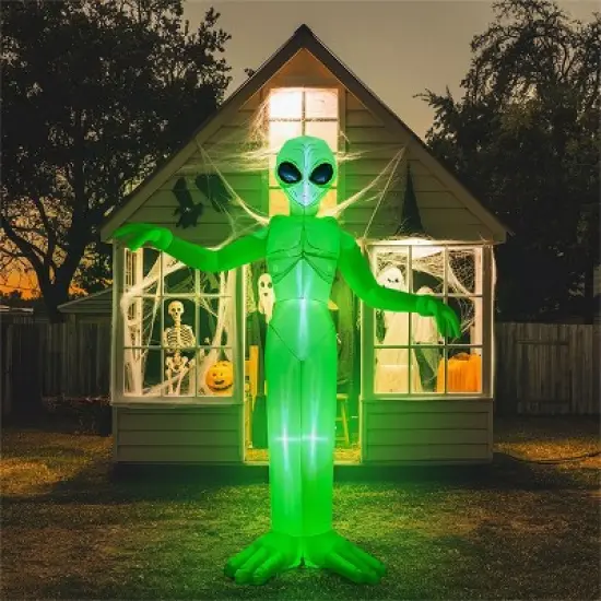 Joyfy 9 FT Tall Halloween Inflatable Giant Alien Decoration with Built-in LEDs for Halloween Indoor Outdoor Yard Garden Lawn Holiday Party Decoration image {9}
