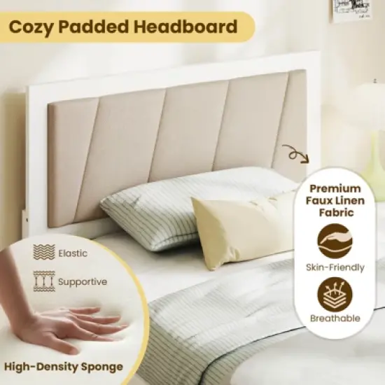 Costway Twin Size Bed Frame with 2 Storage Drawers Upholstered Headboard Wood Structure image {6}