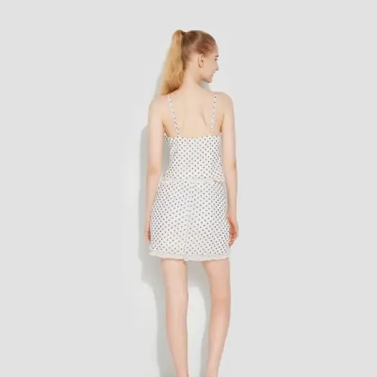 Women's High-Rise Mesh Mini Skirt - Wild Fable&trade; Off-White Polka Dots image {1}