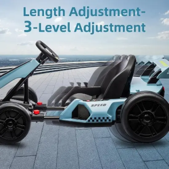 24V Electric Go Kart for Kids, with 2 * 150W Motors, Adjustable Seat, 8mph Speed, Led Lights, for Children Ages 6-15 image {2}