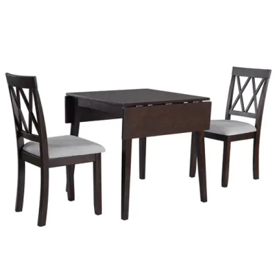Foldable Dining Table Set for Small Space, 5 Pcs Set Farmhouse Style, Small Kitchen Table Set with Drop Leaf and 4 Dining Upholstered Chairs, Black image {12}
