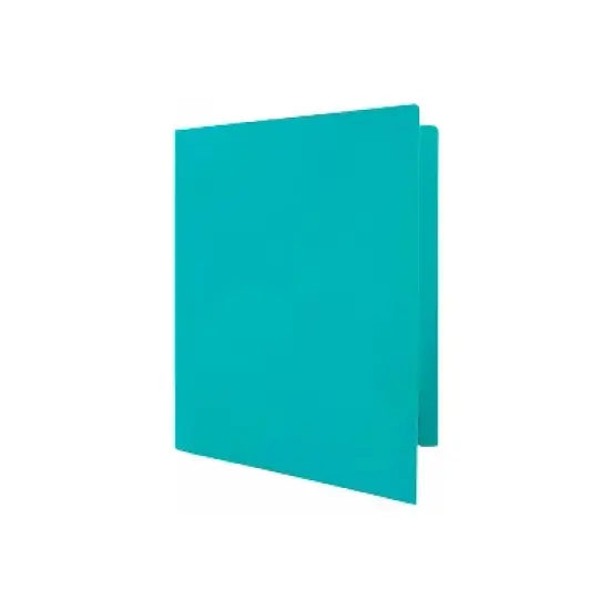 JAM Paper Heavy Duty Plastic Two-Pocket School Folders Teal Blue 108/Pack OX57401B image {3}