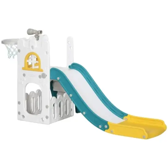 INFURNIC Baby Activity Gyms, Kids Slide Playset with Basketball Hoop, Independent Slide for Indoor or Outdoor, Multicoloured, 69.7"*27.6"*36.2" image {5}