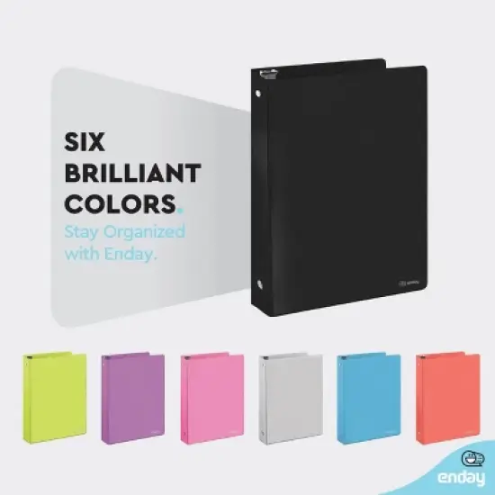 3 Ring Binder Clear View Cover with 2 Inside Pockets, Colored School Supplies Office and Home Binders &ndash; by Enday image {6}