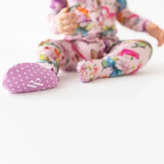 Infant Watercolor Butterfly Footie Ruffled Zippered One Piece - Posh Peanut image {2}