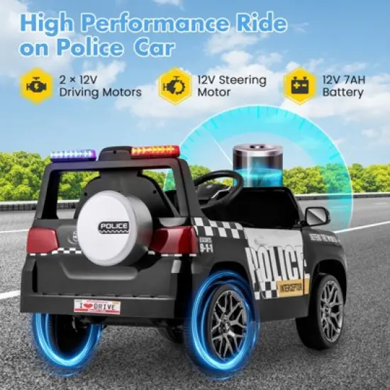 Infans Kids Ride on Police Car 12V 7A Battery Powered Cop Car w/ Remote Control image {5}