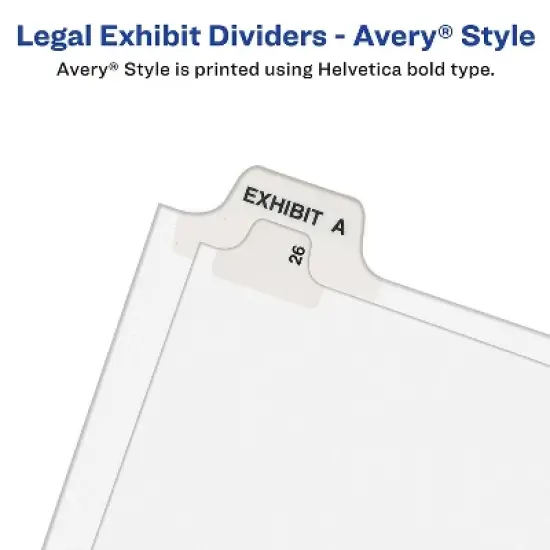 Avery-Style Legal Exhibit Side Tab Divider Title: 4 Letter White 25/Pack 11914 image {4}