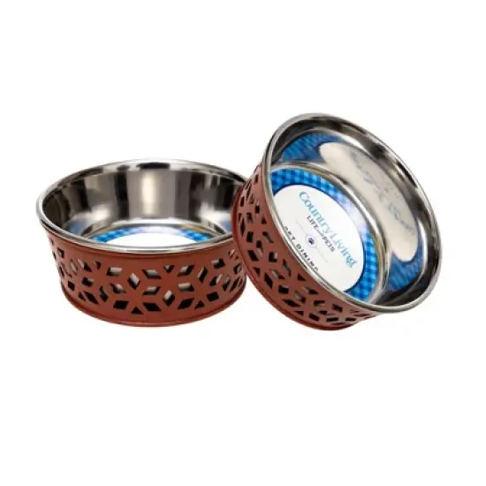 Country Living Set of 2 Farmhouse-Style Stainless Steel Dog Bowls &ndash; Available in 2 Sizes & 5 Colors image {7}