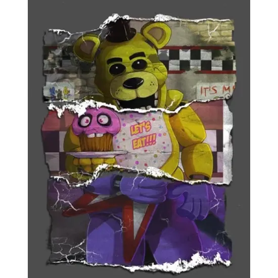 Five Nights at Freddy's Animatronic Collage Art Boy's Charcoal Heather T-shirt image {1}