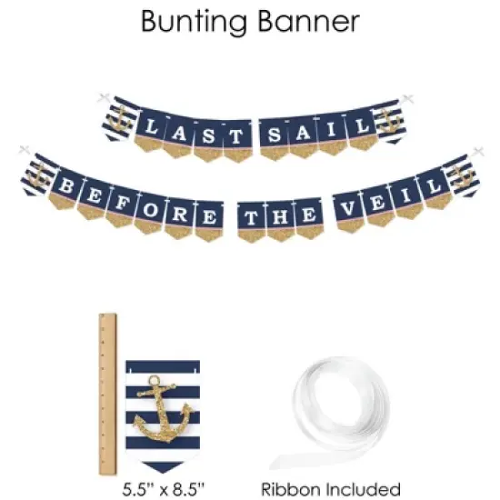 Big Dot of Happiness Last Sail Before The Veil - Nautical Bachelorette and Bridal Shower Supplies - Banner Decoration Kit - Fundle Bundle image {2}