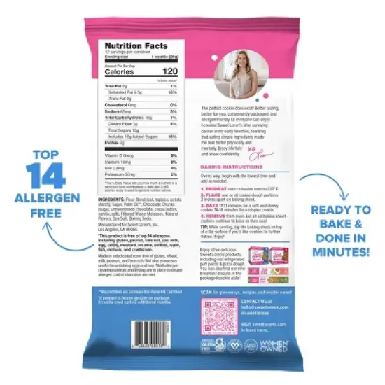 Sweet Loren's Gluten Free Vegan Chocolate Chunk Cookie Dough - 12oz/12ct image {4}