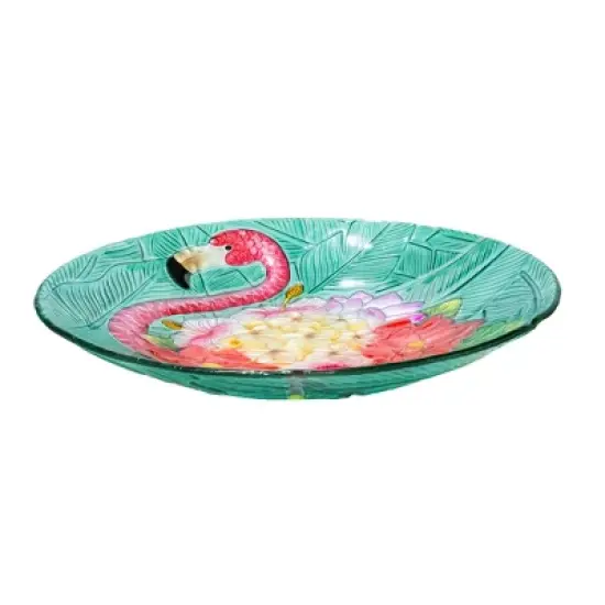 Teamson Home 17.8" Fusion Glass Birdbath with Metal Stand, Multi image {7}