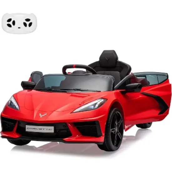 Acekool 12V Licensed Corvette Kids Ride-On Car with Remote, LED Lights, Music, Dashboard &ndash; Battery Powered Toddler Sports Car image {11}