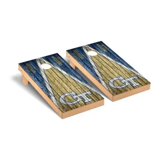 NCAA Georgia Tech Yellow Jackets Premium Cornhole Board Triangle Weathered Version image {1}
