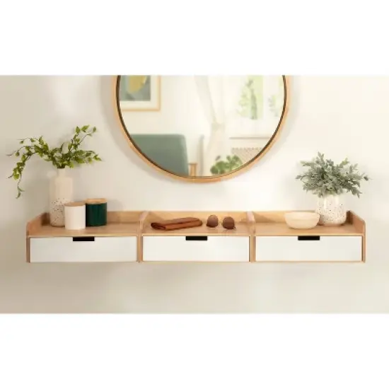18" x 7" Kitt Floating Side Table Shelf White/Natural - Kate & Laurel All Things Decor image {8}