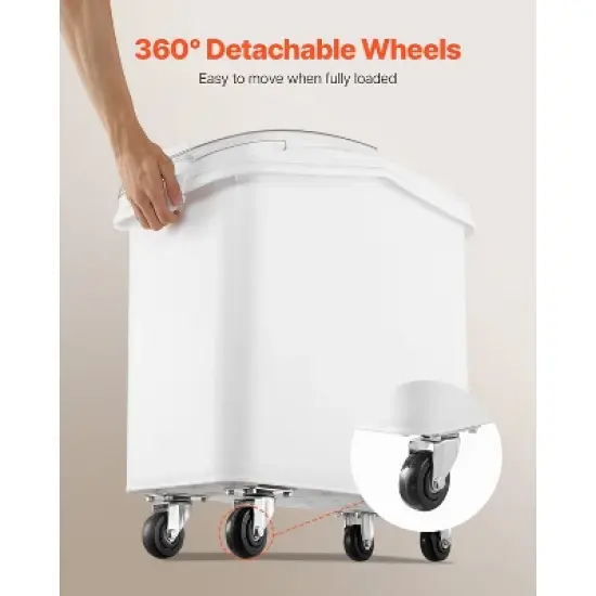 VEVOR Rice Storage Container, 21Gallon/80L Capacity Large Dog Food Dispenser Bin, Kitchen Ingredient Grain Cereal Flour Bin, 1 Pack, White image {4}