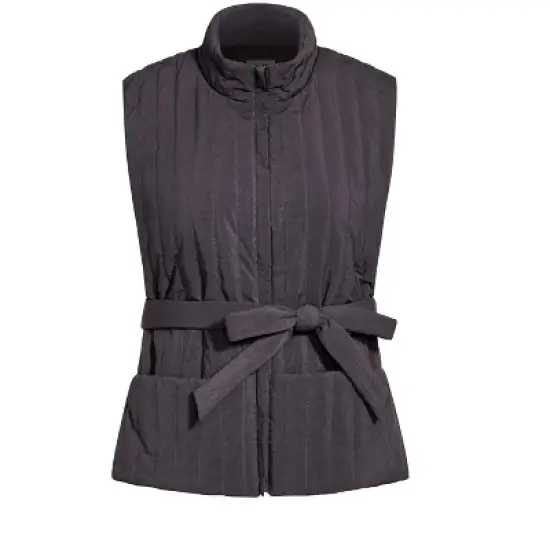 Women's Plus Size Sleek Tie Vest - Steel |  REFINITY image {2}