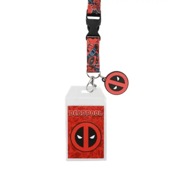 Deadpool Mask Logo 22&rdquo; Lanyard With ID Sleeve image {1}