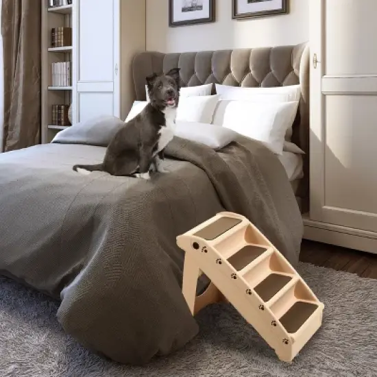 Pet Adobe 4-Step Folding Pet Stairs - 22.5" x 15" x 19.5", Tan image {2}