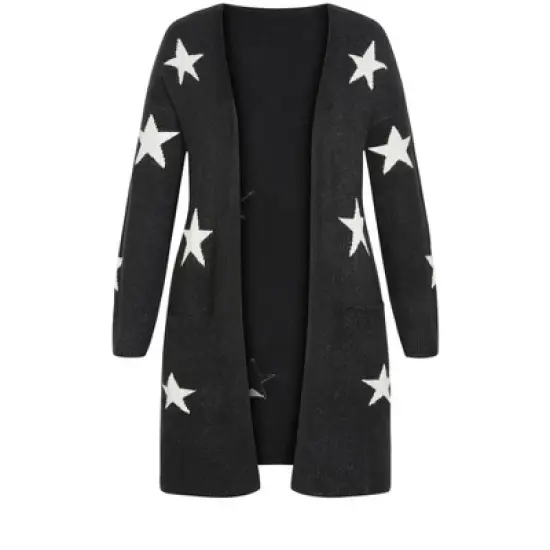 Women's Plus Size Starry Cardigan - charcoal marle | EVANS image {3}