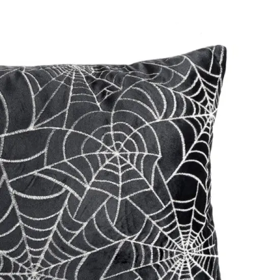 13"x18" Spiderweb All Over Halloween Lumbar Throw Pillow Black - Lush D&eacute;cor image {2}