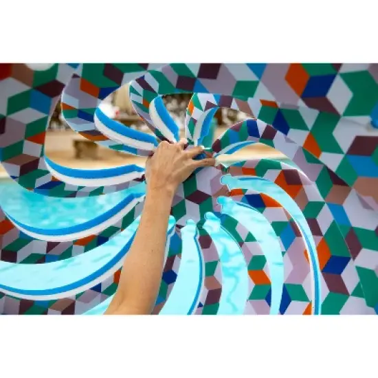 Floatation iQ Floating Ventilated UV Resistant Foam Swimming Pool Lounge Chair w/ Multicolored 3D Cube Pattern, For 1 Youth or Adult image {2}