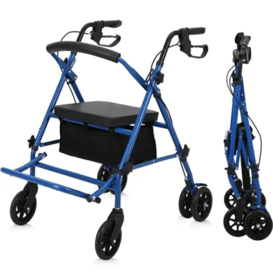 2 in 1 Rollator Walker & Transport Chair for Seniors with Seat, Transport Wheelchair All Terrain, Medical Walker for Adults with Backrest, Footrest image {9}