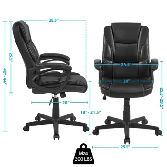 Yaheetech PU Leather Height Adjustable Office Chair with High Back,Black image {2}
